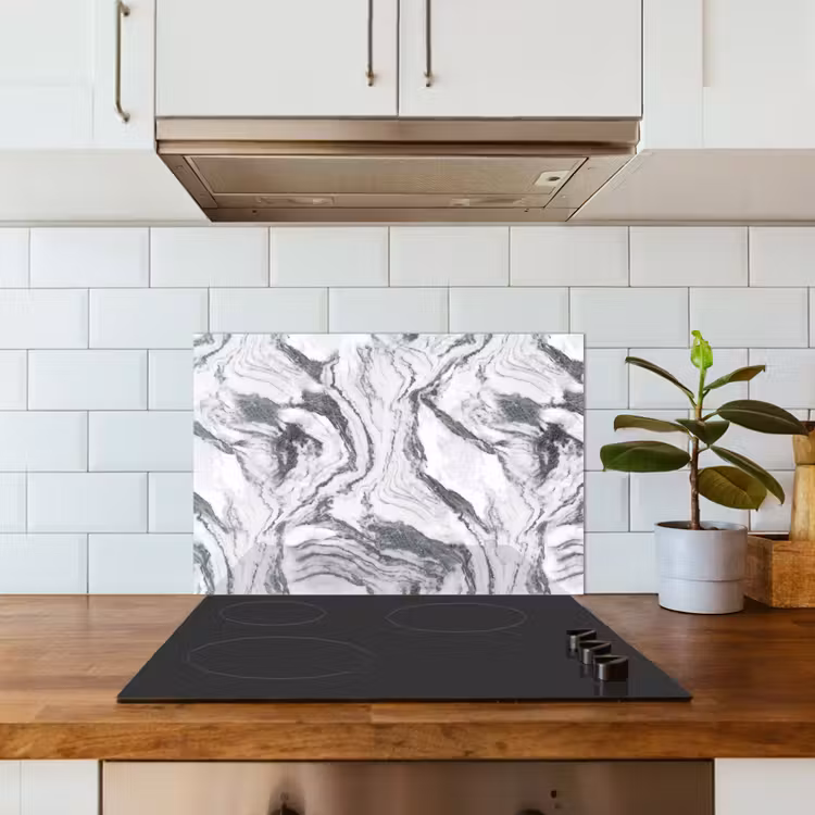 Spatscherm keuken - Wit - Marmer - Golvend - Grafiet — 3
