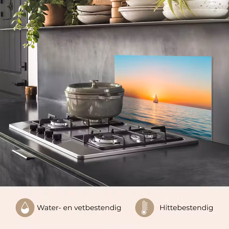 Spatscherm keuken - Zee - Zeilboot - Zonsondergang — 2