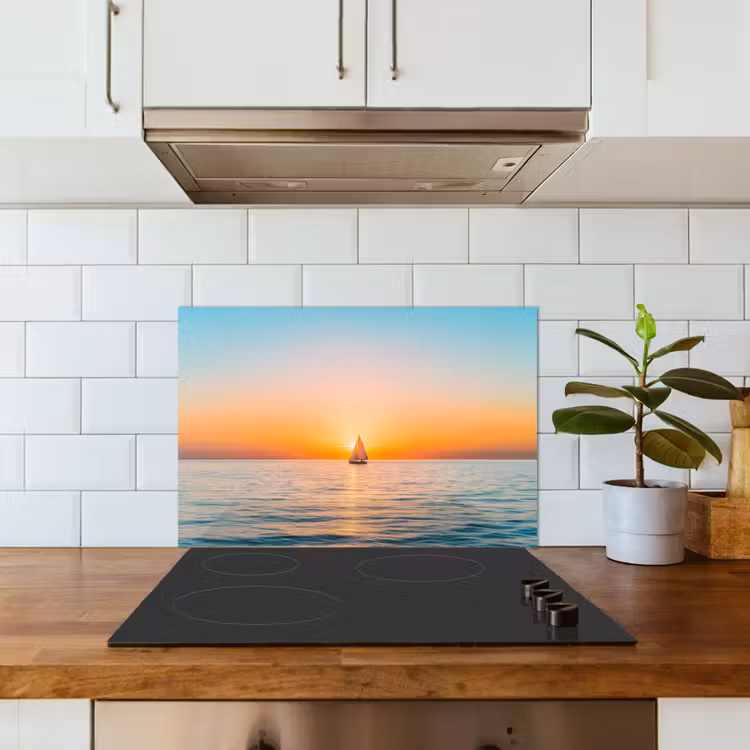 Spatscherm keuken - Zee - Zeilboot - Zonsondergang — 3