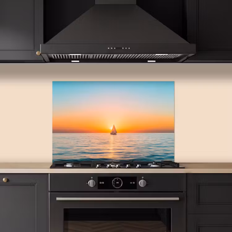 Spatscherm keuken - Zee - Zeilboot - Zonsondergang — 5