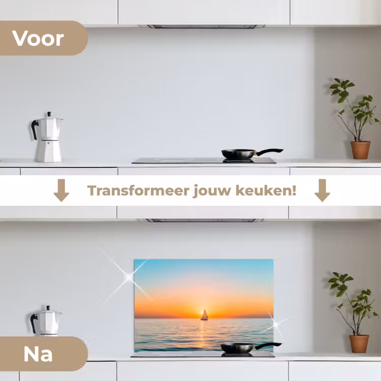 Spatscherm keuken - Zee - Zeilboot - Zonsondergang — 7