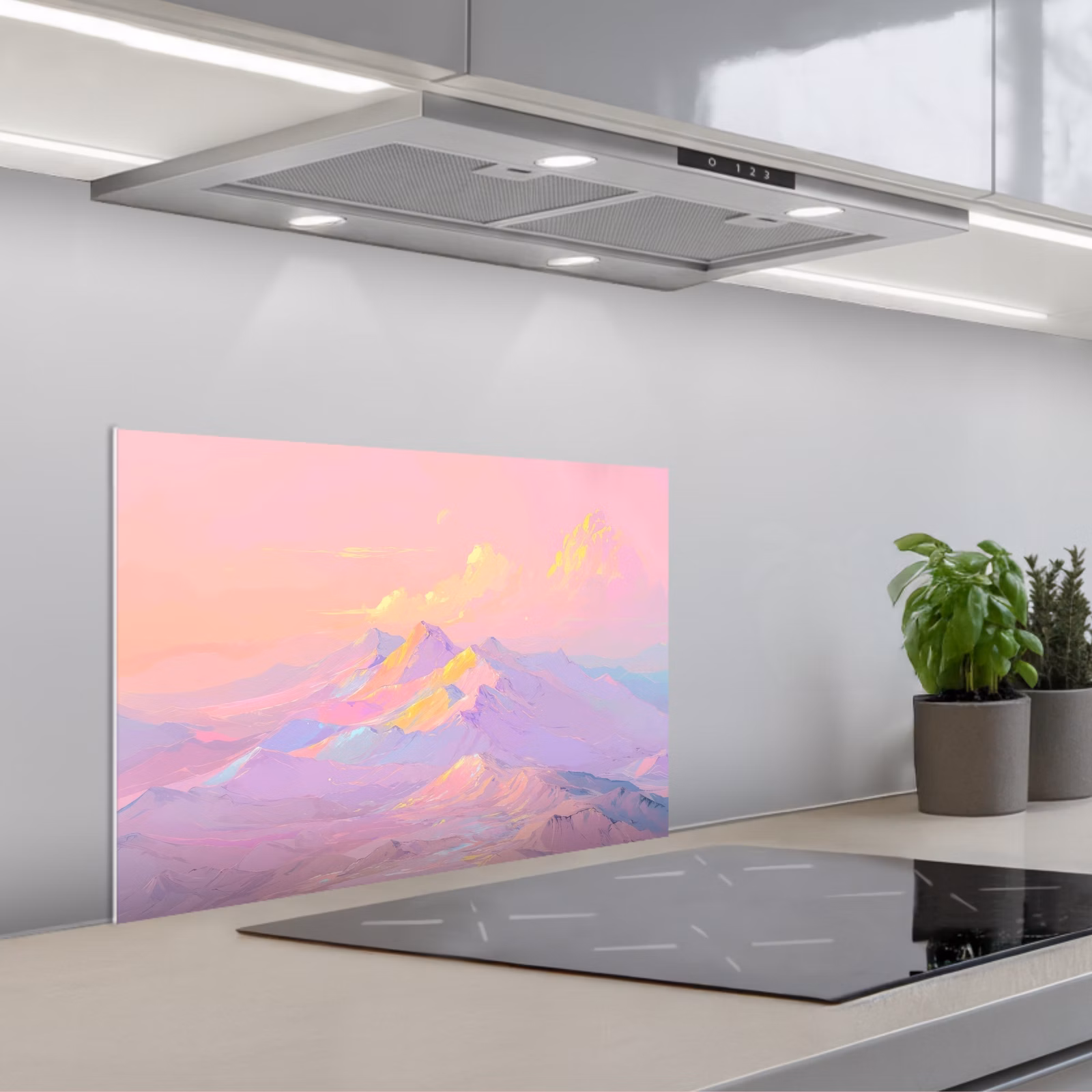 Spatscherm keuken - Bergtoppen - Wolken - Dromerig — 1