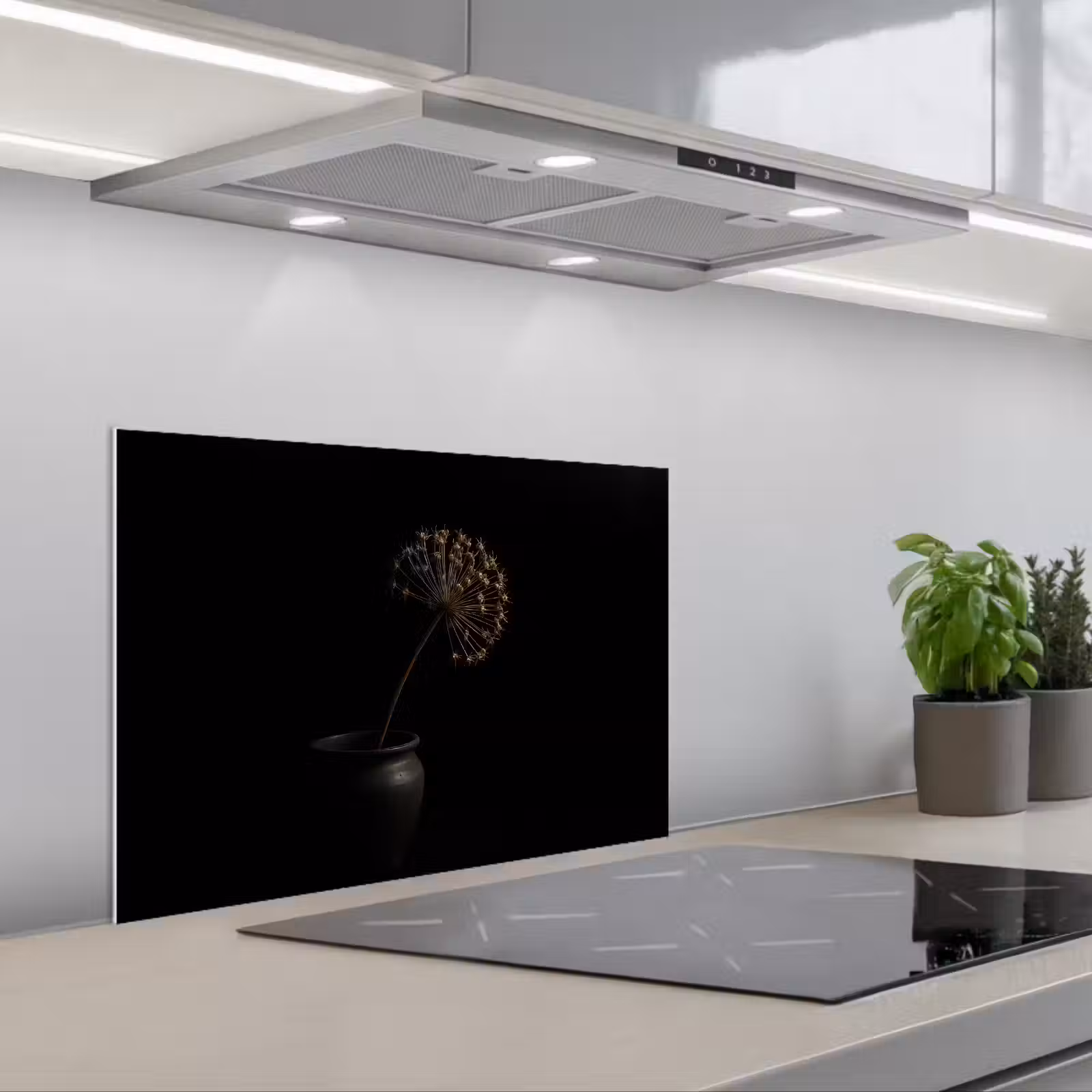 Spatscherm keuken - Bol - Gedroogd - Vaas - Zwart — 1
