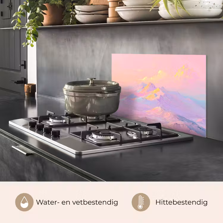 Spatscherm keuken - Bergtoppen - Wolken - Dromerig — 2