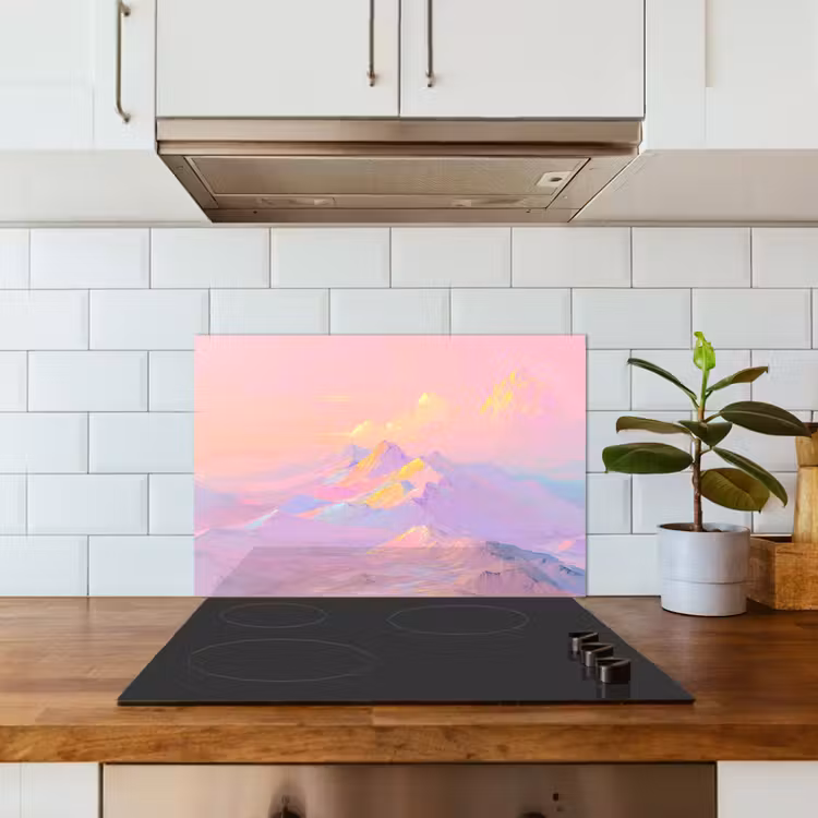 Spatscherm keuken - Bergtoppen - Wolken - Dromerig — 3
