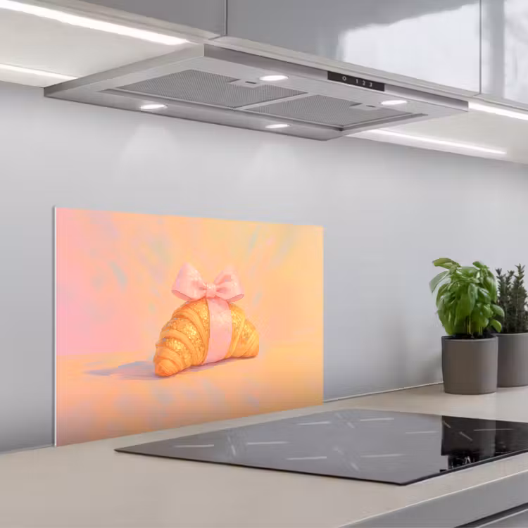 Spatscherm keuken - Croissant - Strik - Roze — 1