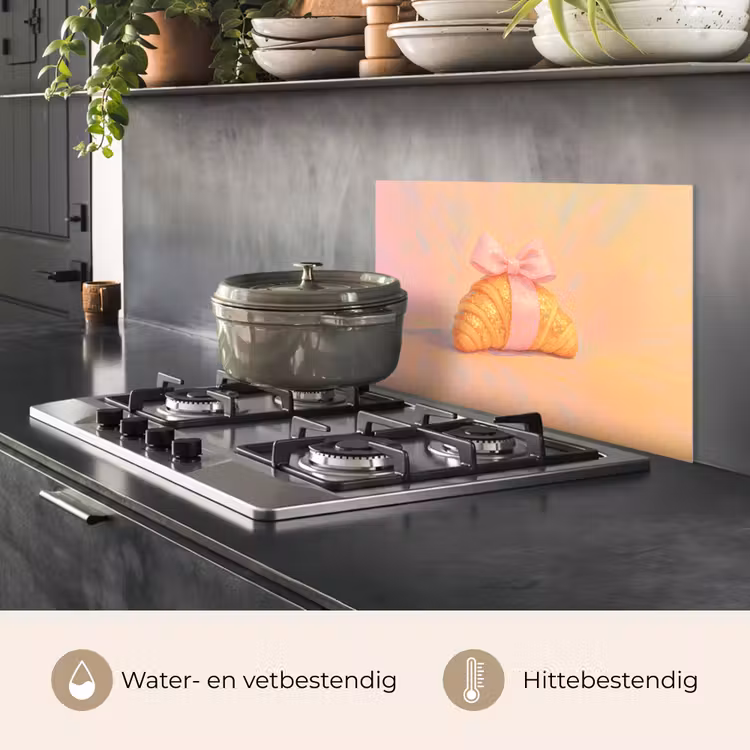 Spatscherm keuken - Croissant - Strik - Roze — 2