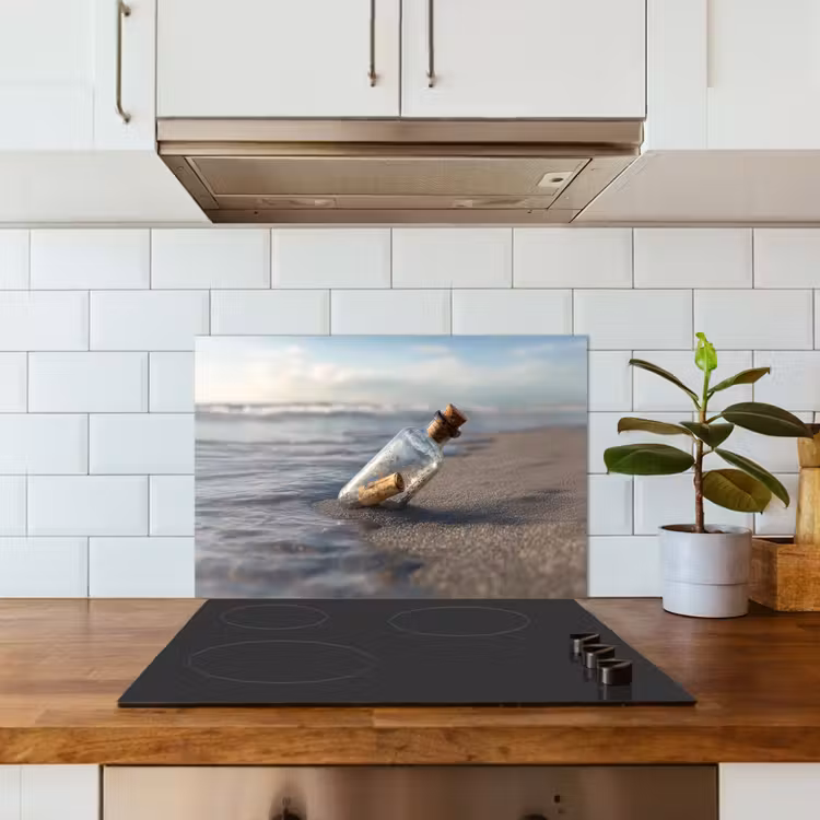 Spatscherm keuken - Glazenfles - Post - Zee - Zand — 3