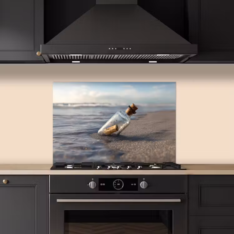 Spatscherm keuken - Glazenfles - Post - Zee - Zand — 5