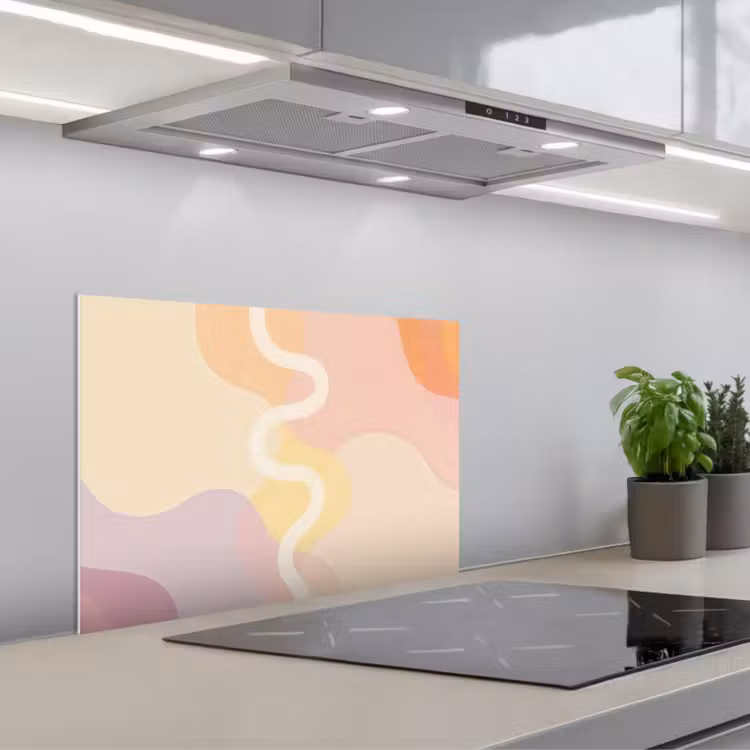 Spatscherm keuken - Golvende vormen - Abstract - pastel — 1