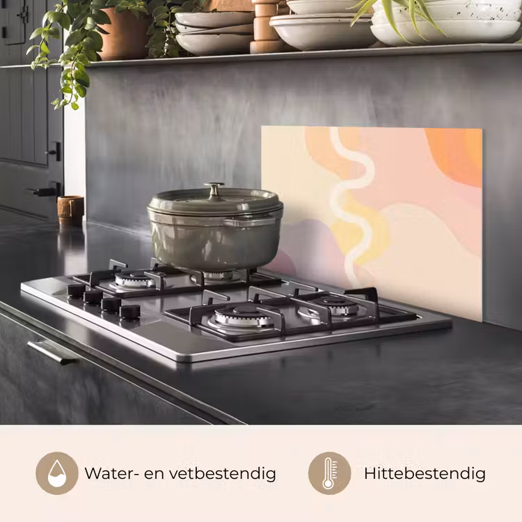 Spatscherm keuken - Golvende vormen - Abstract - pastel — 2
