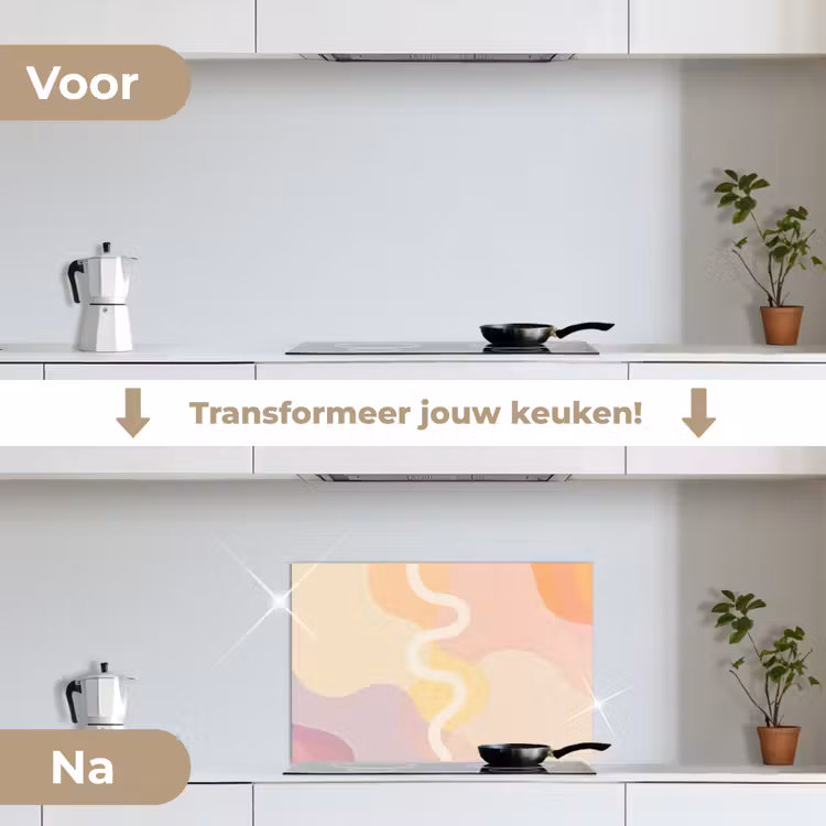 Spatscherm keuken - Golvende vormen - Abstract - pastel — 7