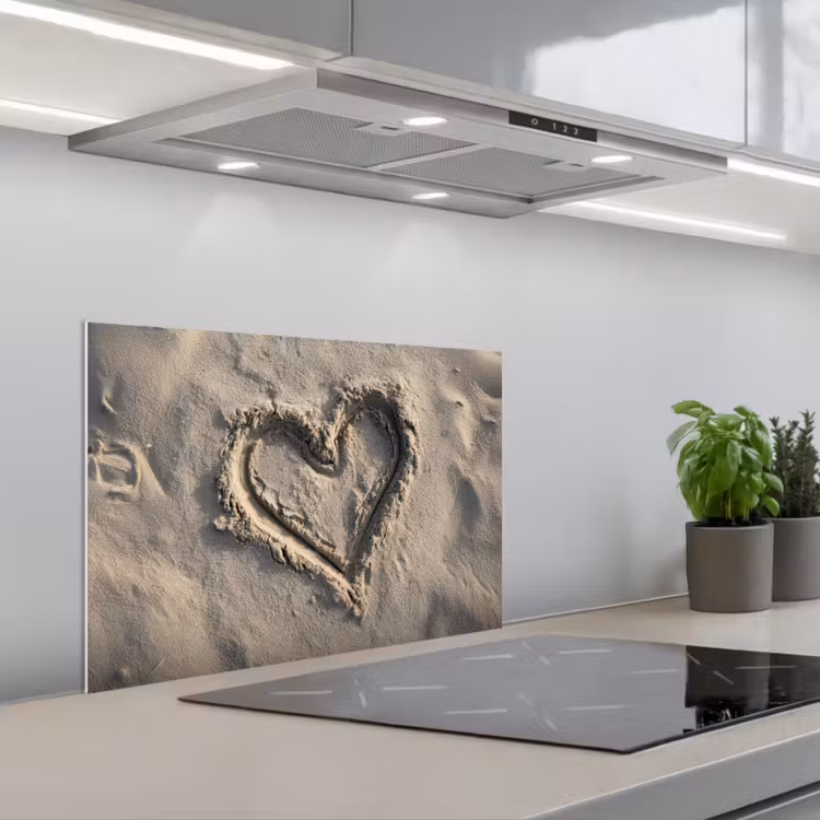 Spatscherm keuken - Hartvorm - Getekend - Beige - Zand — 1