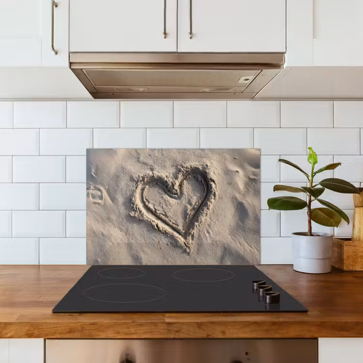 Spatscherm keuken - Hartvorm - Getekend - Beige - Zand — 3