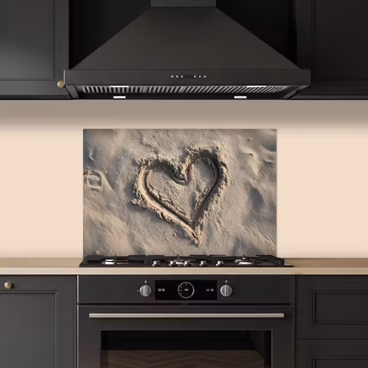 Spatscherm keuken - Hartvorm - Getekend - Beige - Zand — 5