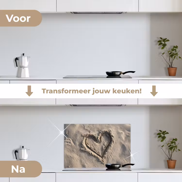 Spatscherm keuken - Hartvorm - Getekend - Beige - Zand — 7