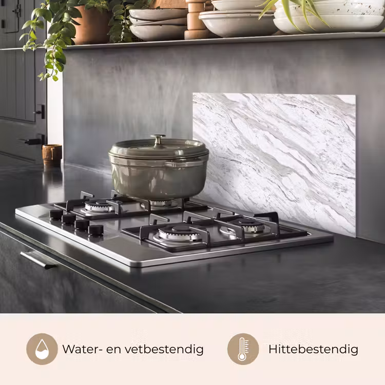 Spatscherm keuken - Marmer - Wit - Grijsgroen — 2