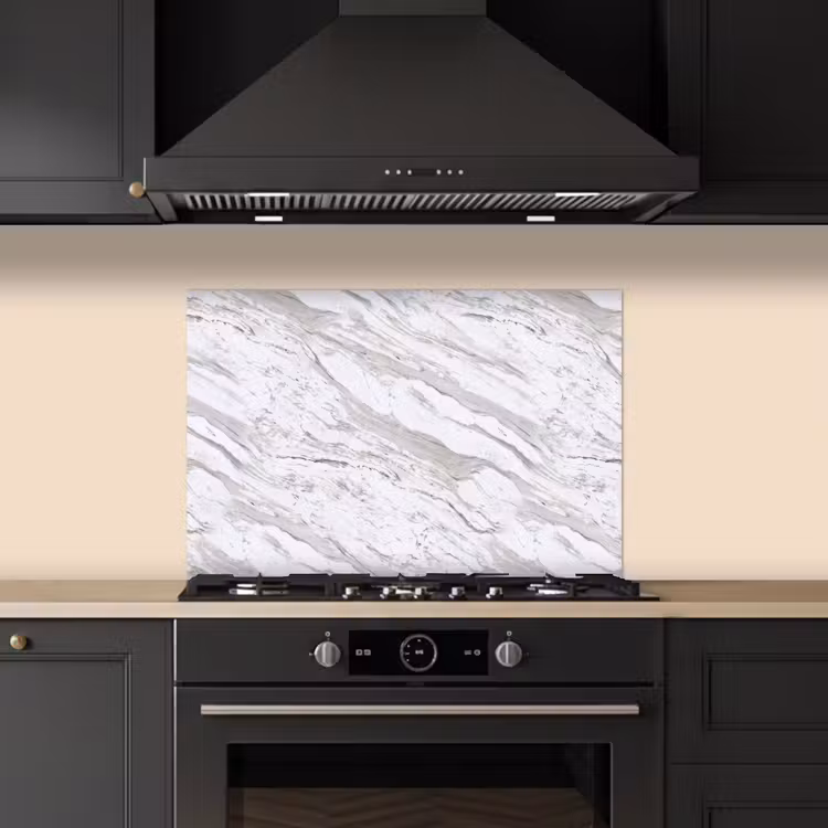 Spatscherm keuken - Marmer - Wit - Grijsgroen — 5