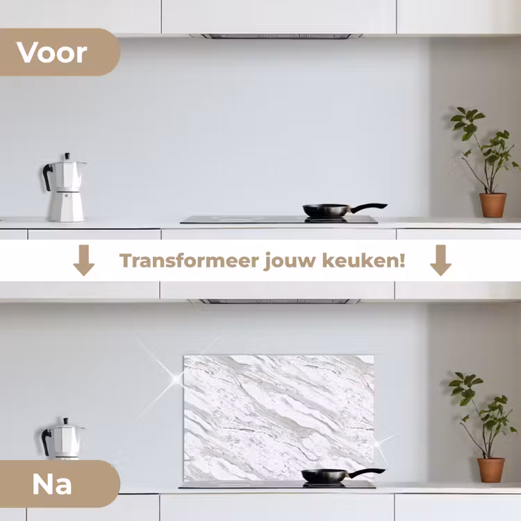 Spatscherm keuken - Marmer - Wit - Grijsgroen — 7