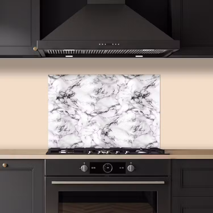 Spatscherm keuken - Marmer - Zwart - Dramatisch - Wit — 5