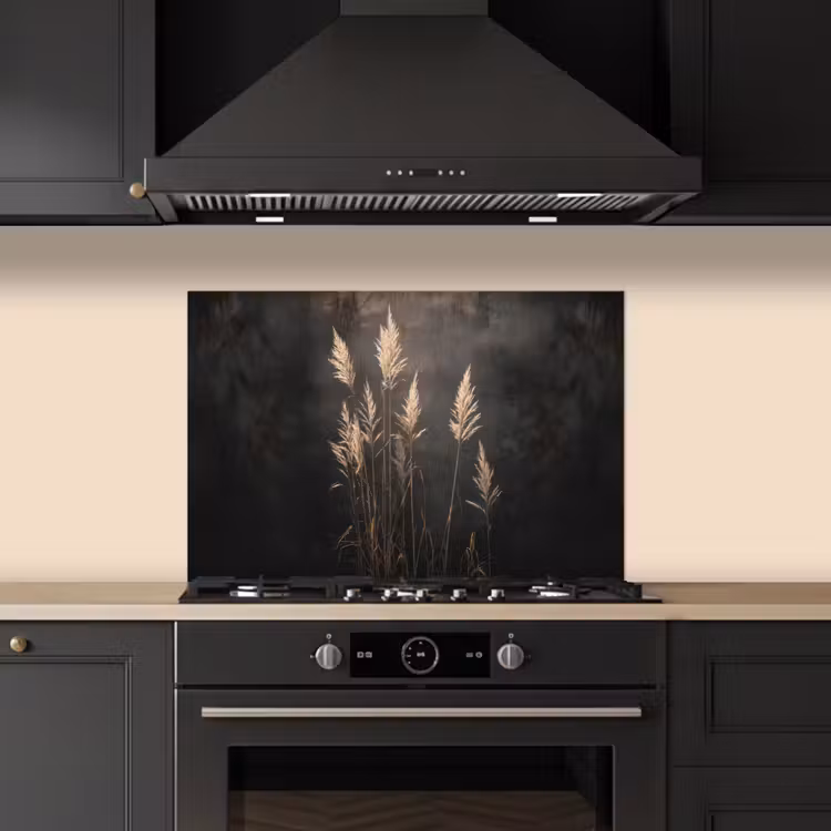 Spatscherm keuken - Siergras - Pluimen - Verlichting - Zwart — 5