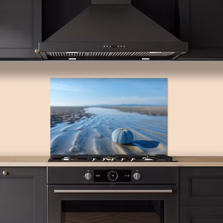 Spatscherm keuken - Strand - Schild - Water - Blauw — 5