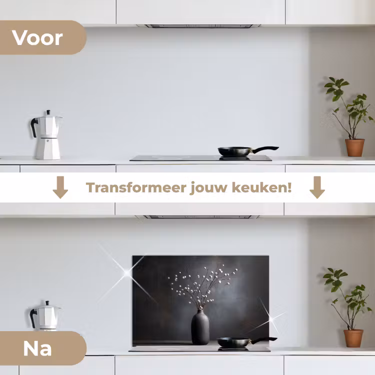 Spatscherm keuken - Takken - Vaas - Bolletjes - Wit — 7