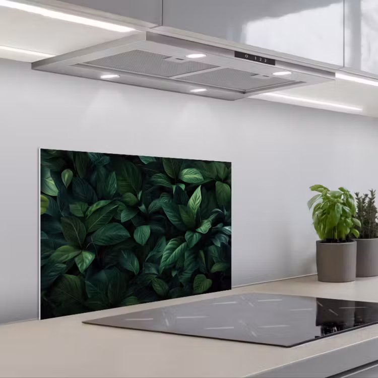 Spatscherm keuken - Bladeren - Ovaal - Groen - Nerven — 1