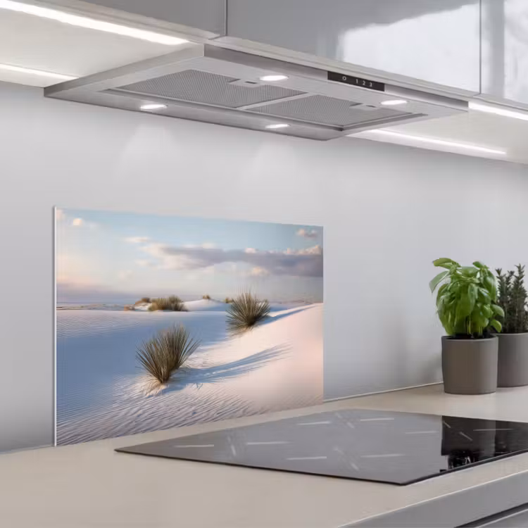Spatscherm keuken - Duinen - Gras - Wolken - Beige — 1