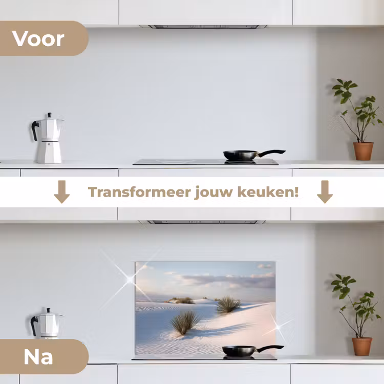 Spatscherm keuken - Duinen - Gras - Wolken - Beige — 7