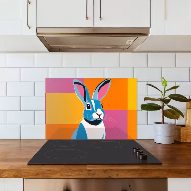 Spatscherm keuken - Haas - Kleurvakken - Oren - Roze — 3