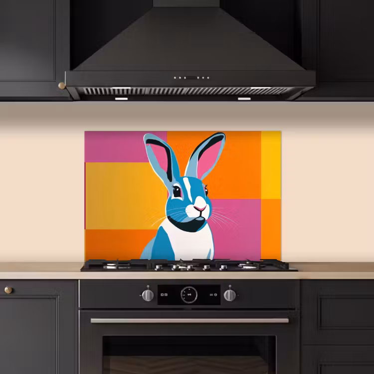 Spatscherm keuken - Haas - Kleurvakken - Oren - Roze — 5