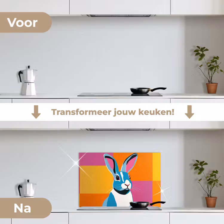 Spatscherm keuken - Haas - Kleurvakken - Oren - Roze — 7