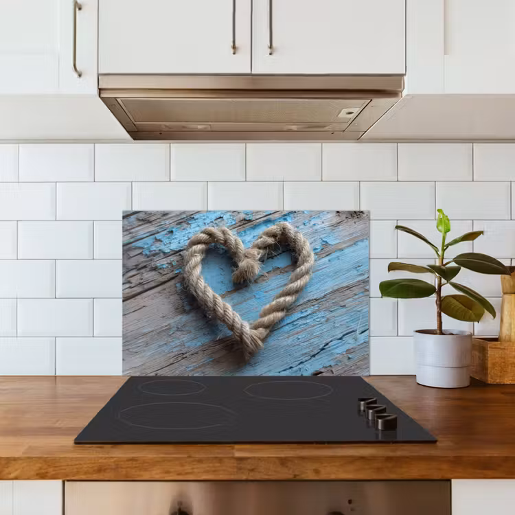 Spatscherm keuken - Hart - Touw - Hout - Rustiek — 3