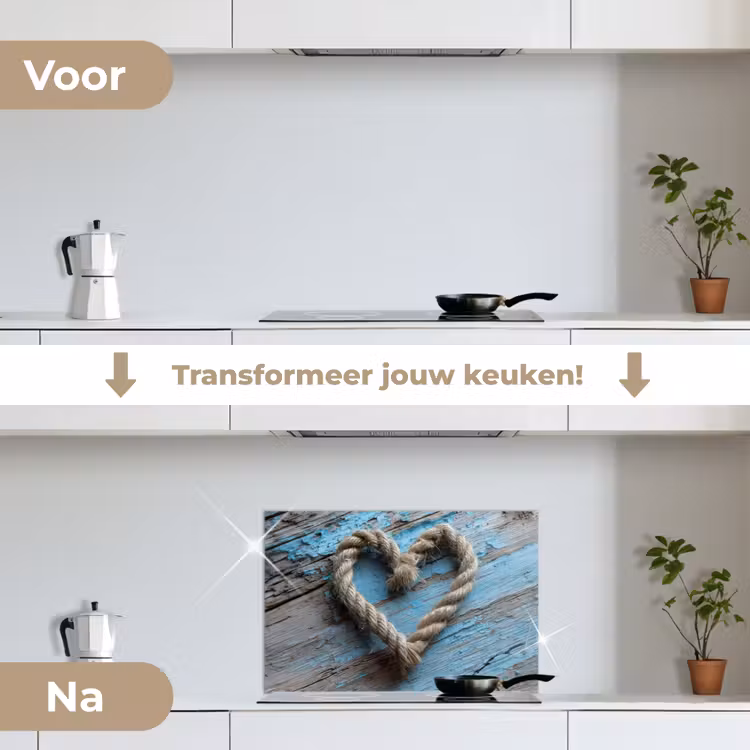 Spatscherm keuken - Hart - Touw - Hout - Rustiek — 7