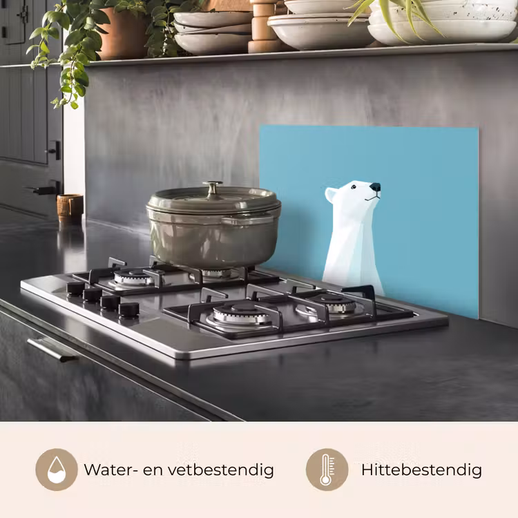 Spatscherm keuken - Ijsbeer - Lichtblauw - Minimalistisch — 2