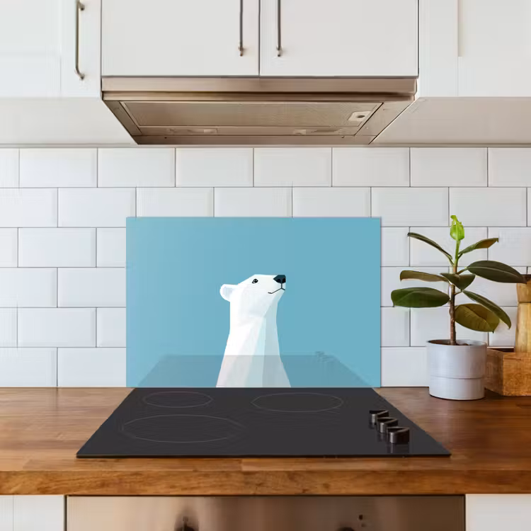 Spatscherm keuken - Ijsbeer - Lichtblauw - Minimalistisch — 3