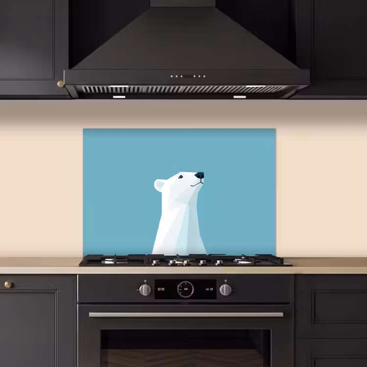 Spatscherm keuken - Ijsbeer - Lichtblauw - Minimalistisch — 5