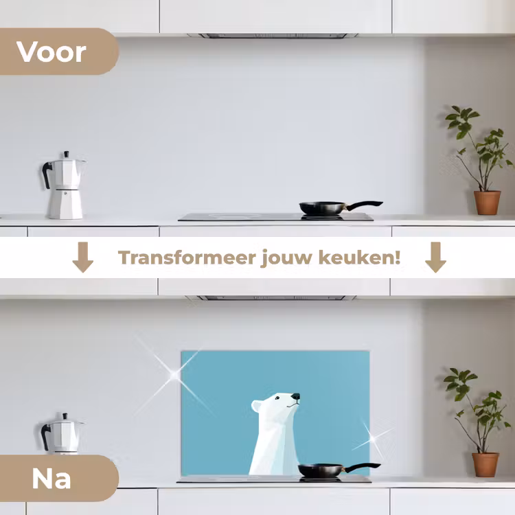 Spatscherm keuken - Ijsbeer - Lichtblauw - Minimalistisch — 7