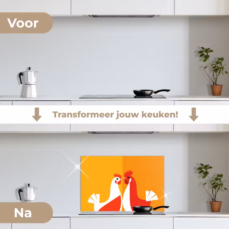 Spatscherm keuken - Kippen - Oranje - Vlakken — 7