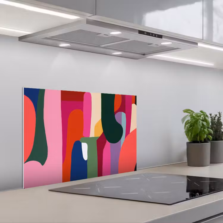 Spatscherm keuken - Kleurvakken - Recht - Rond - Abstract — 1