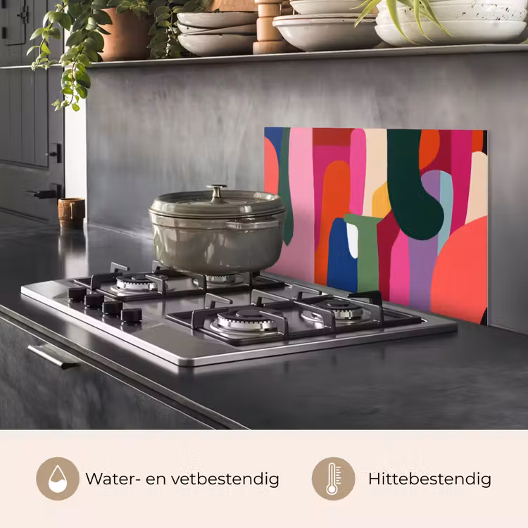 Spatscherm keuken - Kleurvakken - Recht - Rond - Abstract — 2