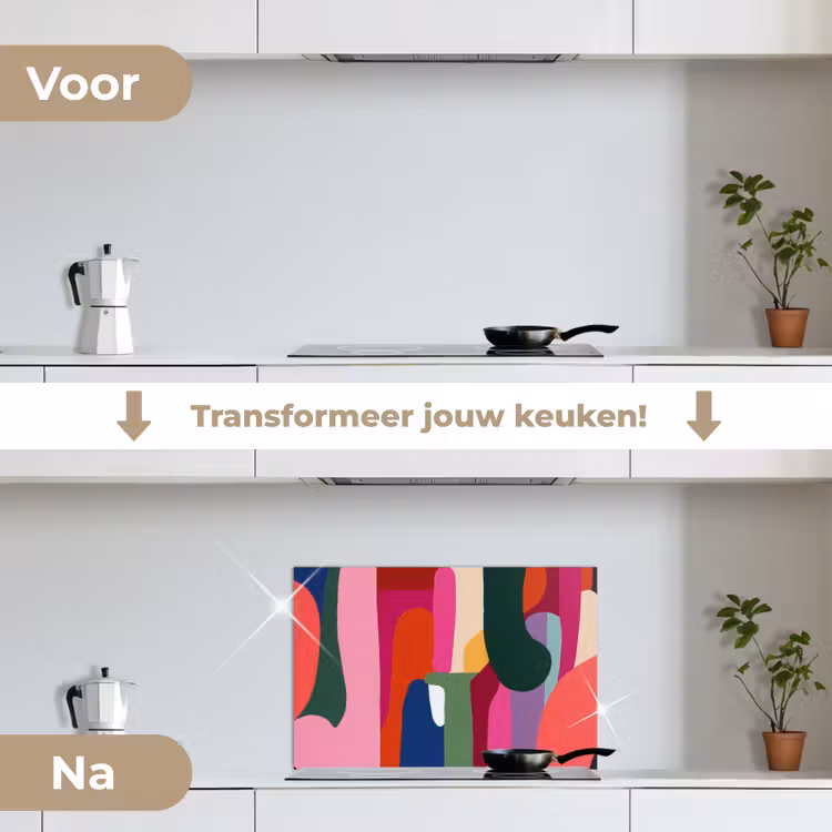 Spatscherm keuken - Kleurvakken - Recht - Rond - Abstract — 7