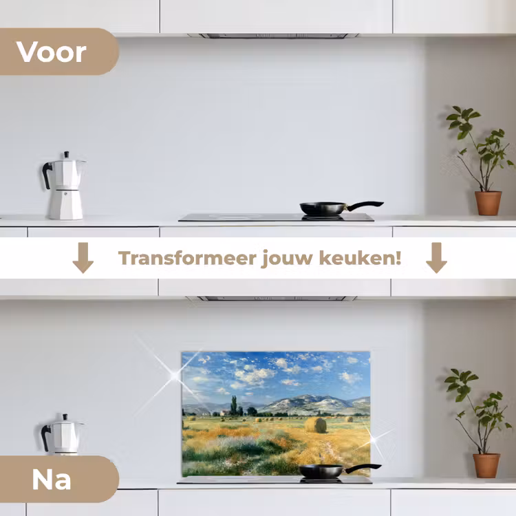 Spatscherm keuken - Landschap - Strobalen - Bergen - Wolken — 7