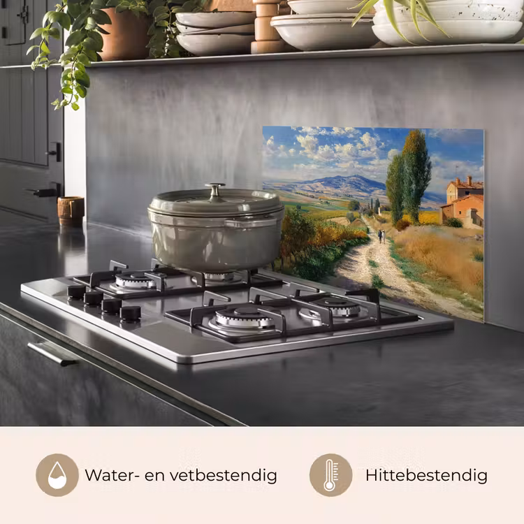 Spatscherm keuken - Mensen - Wandelen - Zandpad - Velden — 2