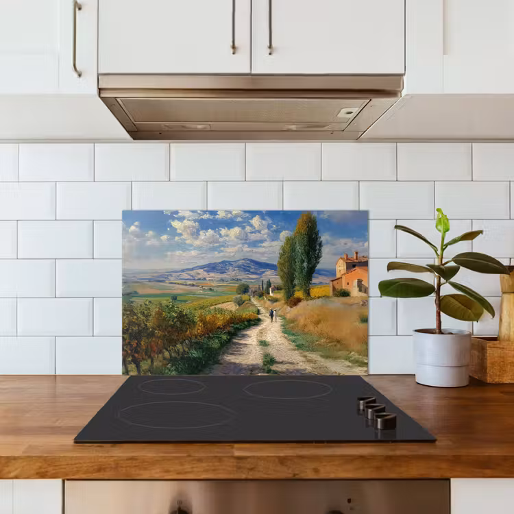 Spatscherm keuken - Mensen - Wandelen - Zandpad - Velden — 3