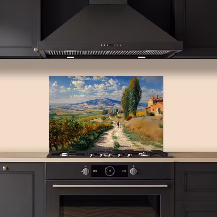 Spatscherm keuken - Mensen - Wandelen - Zandpad - Velden — 5