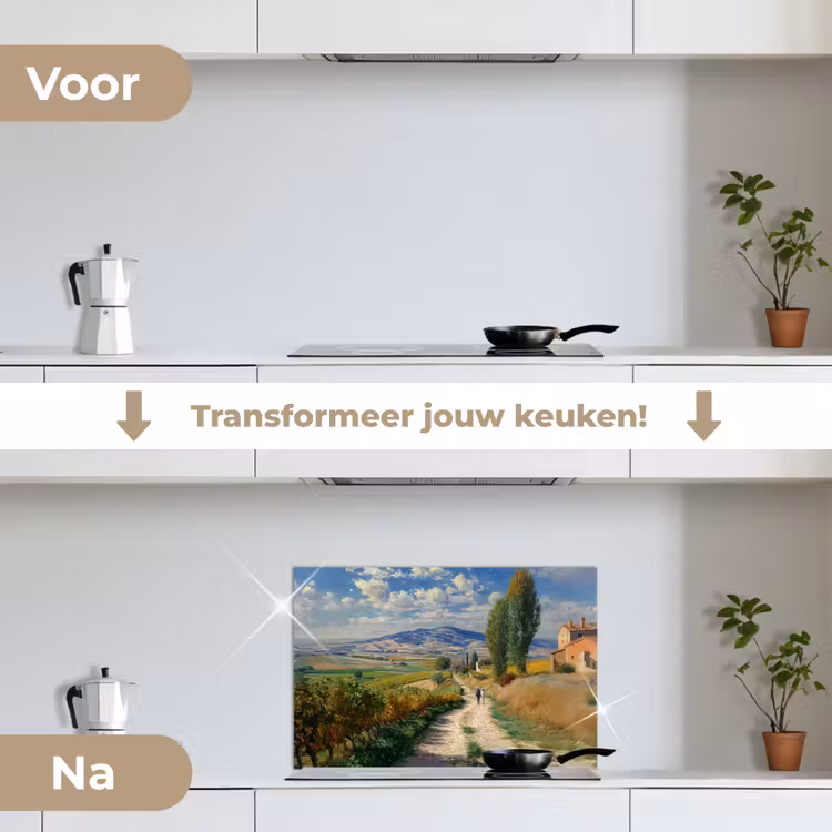 Spatscherm keuken - Mensen - Wandelen - Zandpad - Velden — 7