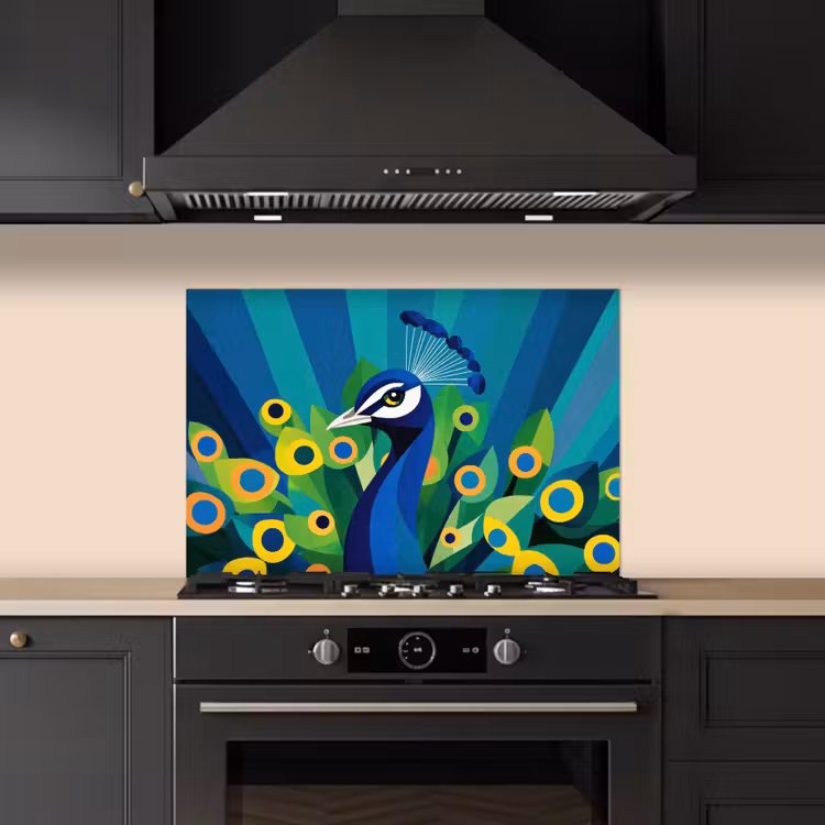 Spatscherm keuken - Pauw - Cirkels - Blauw — 5