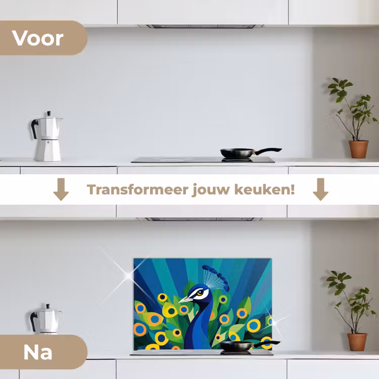 Spatscherm keuken - Pauw - Cirkels - Blauw — 7